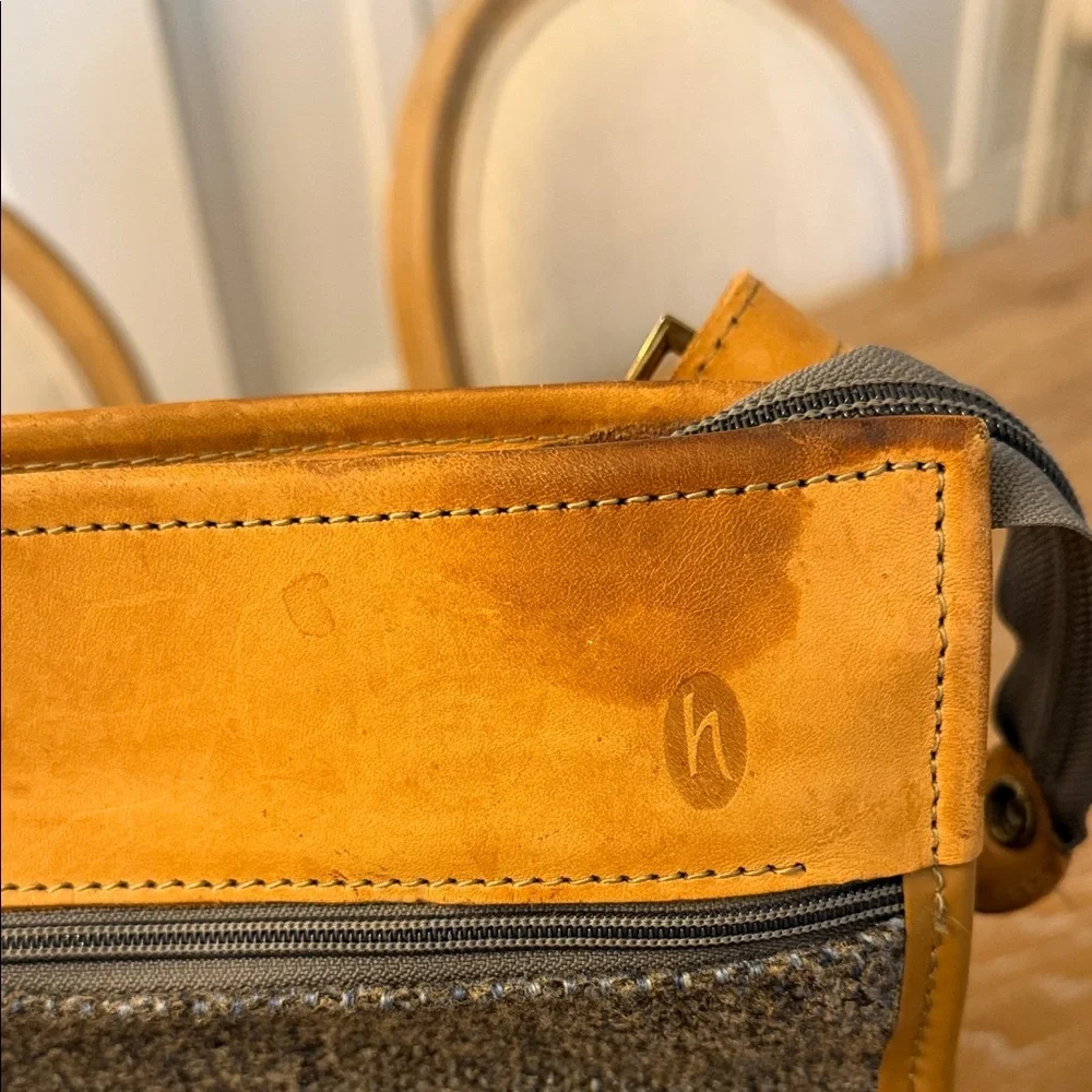 Hartmann Vintage Brown and Gray Tweed Leather Men's Carry-on Bag